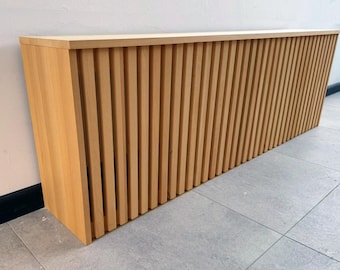 Radiator and Heater Cover, Beech Wood Vertical Slats in Custom Sizes