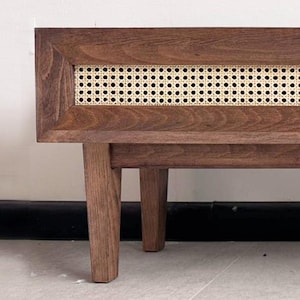 Consola de TV de ratán, consola de TV de madera maciza, consola de TV moderna con almacenamiento, consola de TV de tamaño personalizado