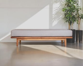 Custom Beech Wood Chaise Lounge: Scandinavian Entryway Bench, Made to Order