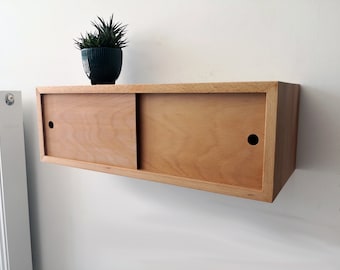 Custom Size Solid Wood Wall Mounted Cabinet - Floating Design