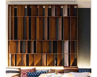 Slat Room Divider, Natural Walnut And Oak Veneered, Made To Order