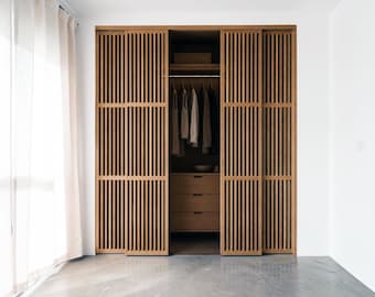 Custom Size Slatted Door Panel with Sliding and Folding Options