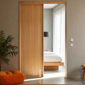 CUSTOM Size Sliding Door with Decorative Rail Cover, No customs duty for the USA and EU, Wooden Room Divider, Closet Door, Cabinet Door