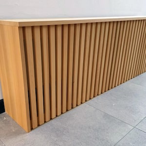 Custom Size Solid Wood Radiator Cover with Shelf - Slatted Design