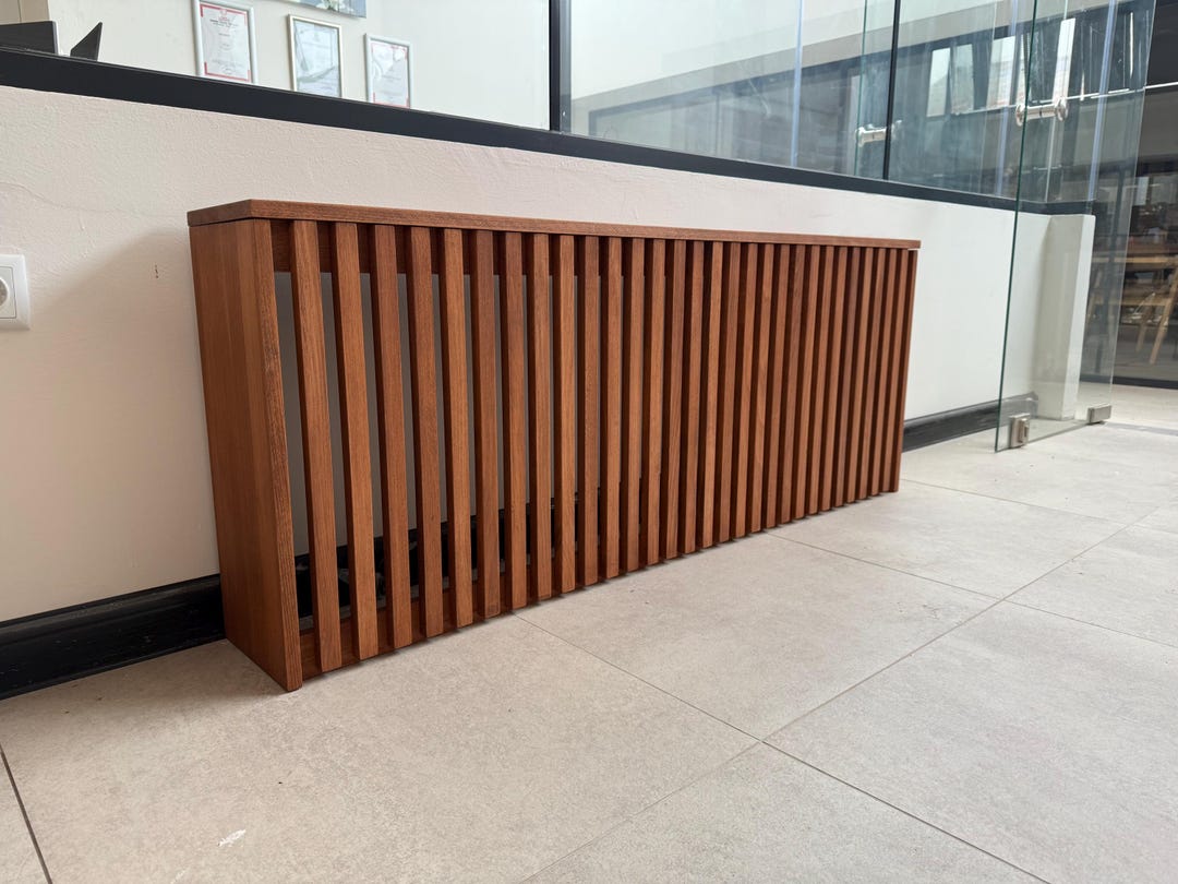 Custom Wood Radiator Heater Cover With Shelf & Cat Seat - Vertical ...