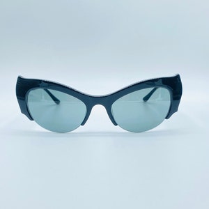 Bausch Lomb J 3874 / 90s / Vintage Black Acatate Unique  Cat Eye Sunglasses / Womens Frame / Made İn USA / NOS