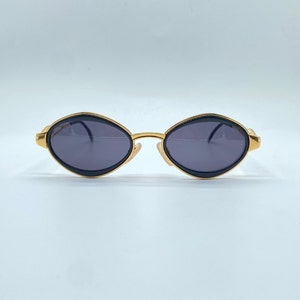 Diva 4079 Col.52 / Anos 90 / Óculos de sol vintage ovais com aro duplo dourado e preto / Armações femininas / NOS / Fabricado na Itália