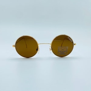 Basley 90s / Vintage Micro  Slim Circle Gold Unique Sunglasses / Made İn İtaly / Womens & Mens Frame / NOS