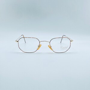 Kajal Mod 113 Gold And Brown Hexagon  Vintage Eyeglasses Women & Men Frames New Old Stock Made İn İtaly