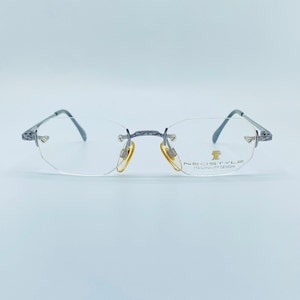 Neostyle Academic 72B 013   90s   / Small  Rimless Rectangle Hexagon /  Vintage Unique Eyeglasses /  Mens & Womens Frame /
