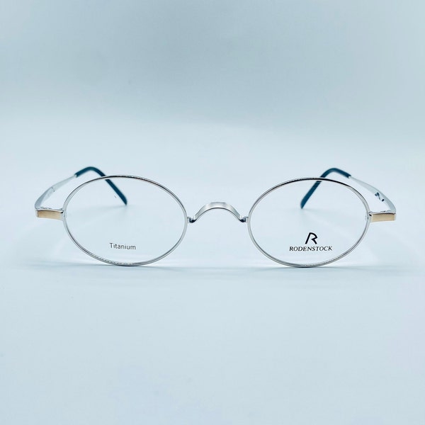 Rodenstock R 4219 90s Vintage Small Oval Silver And Gold Titanium Unique Eyewear Men & Women Frames New old stock  Made in Japan