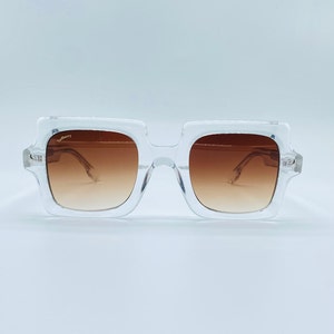 Redberry Hand Made Clear Acatate Mod. 1360 / 2000S / Big Square Sunglasses Women & Men Frames New old stock Made İn İtaly