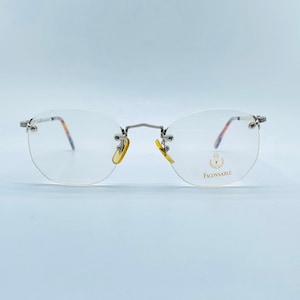 Façonnble Mod. Edson III FLEX  90s   / Hand Made /   Rimless Oval Hexagon /  Vintage Unique Eyeglasses /  Mens & Womens Frame /
