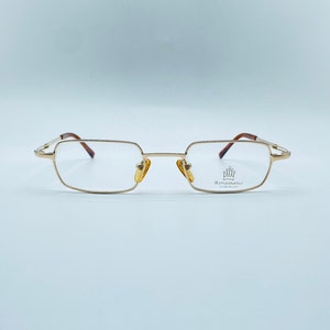 Renaissance RE-4080 90s /   Gold Oval  Rectangle  Hexagon / Vintage Unique Eyeglasses / NOS Made in İtaly Mens & Womens Frame
