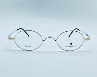 Rodenstock R 4219 , 90s , Vintage Small Oval Silver And Gold Titanium Unique Eyewear Men & Women Frames , NOS