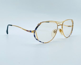 Duschan Yabi-Spirito Mod. 1268 F383 Occhiali da vista Cat Eye vintage anni '80 in oro e colorati Montature da donna NOS Made İn West Germany