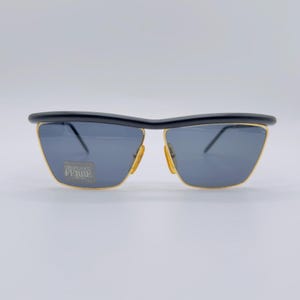 Vintage Gianfranco Ferre Cat Eye Sunglasses: Matte Black & Gold Alutanium, 80s NOS