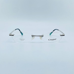 Osse 121 90s vintage black and silver micro slim oval rimless eyeglasses women & men frames New old stock made in france