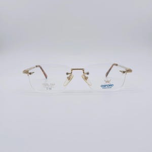 Vintage Rimless Square Eyeglasses: Gold Titanium Oxford Polo Club, 90s NOS