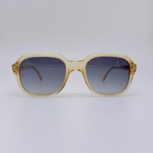 Otticalux M.0403/97 80s  vintage transprant light yellowish color acatate square sunglasses . Unisex frames . NOS