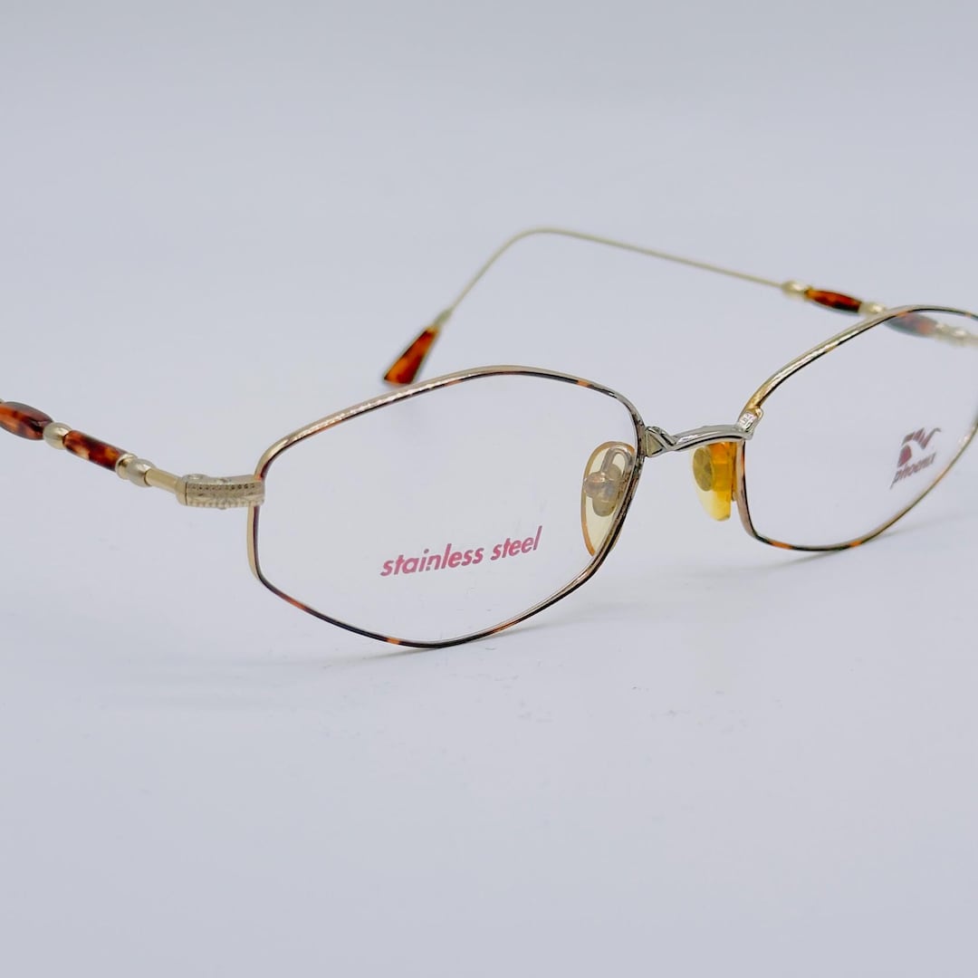 Phoenix LF 140 . 90s . Vintage Gold and Tortoise Small Hexagon Cat Eye ...