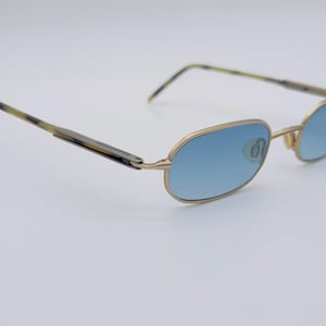 Vintage 90s Rectangle Sunglasses: Gold & Tortoise Frames, Augusto Valentini NOS