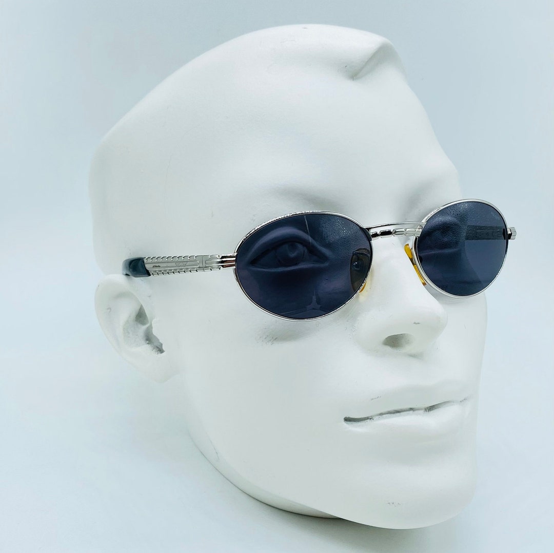 Vintage Police Sunglasses: 90s Silver Oval Frames, Made in