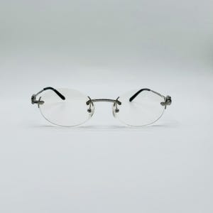 Cartier 2783585 90s Vintage Rimless Oval Unique Eyeglasses Mens Frames Made İn France NOS
