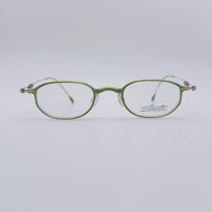 Silhouette M 2780 6053 90s vintage gold and green titanium slim hexagon eyeglasses women & men frames NOS made in austria