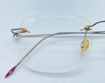 Leonhard De Nebbe  1023 90s Rimless Rectangle Vintage Unique Eyeglasses Mens & Womens Frames Made İn İtalt NOS