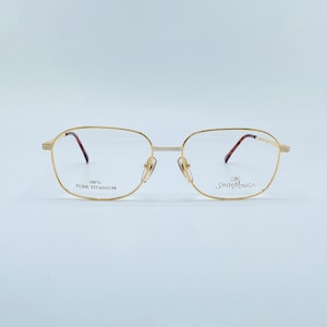 Santa Monica SM-Classic 6J 90s Vintage Pure Titanium 22 KT Gold Plated Gold And Silver Square Eyeglasses Men & Women Frames New old stock