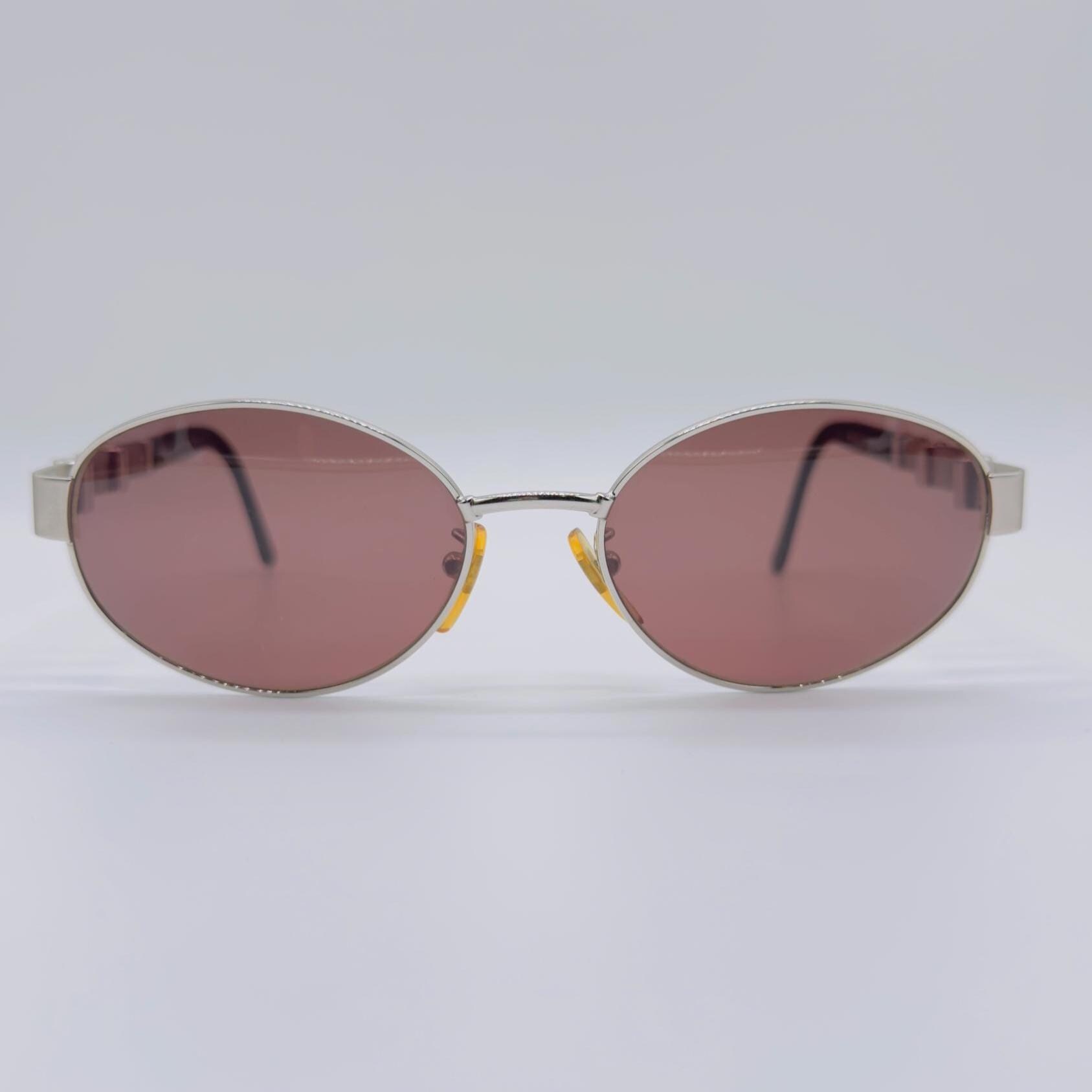 Fendi SL 7129 , 90s , Vintage Silver Oval Sunglasses , Men