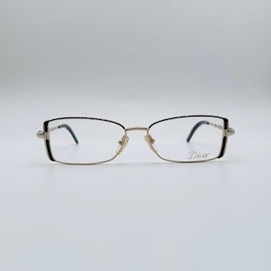 Vintage Rhinestone Cat Eye Glasses: 90s Gold & Black Frames (NOS)