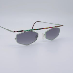 Bella Fontana mod 179 , 80s , vintage matte black and colorful hexagon sunglasses , women & men frames , NOS