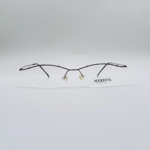 Occhiali mod. 7024, années 90, petites lunettes uniques marron oeil de chat sans monture, montures pour femmes et hommes, NSA