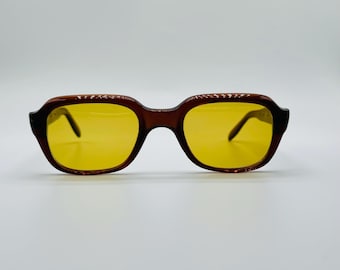 Vintage 80s Square Sunglasses: Italian Acetate Amber Tint Lenses