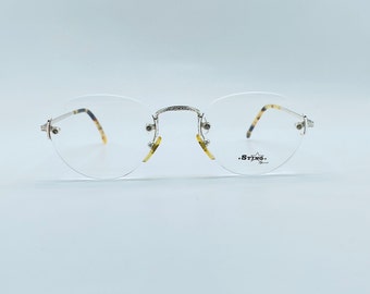 Sting 4096 , 90s , Vintage Silver Metal Small Oval Rimless Eyeglasses , Women & Men Frames , NOS , Made İn İtaly