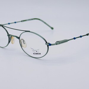 Robinson RC 121 . 90s . vintage green and blue oval aviator unique eyeglasses women & men frames NOS Made İn İtaly