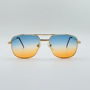 FEIHU Mod 6615 80s Vintage Gold Square Aviator Unique Sunglasses Tinted Lenses Women & Men Frames Made İn Korea