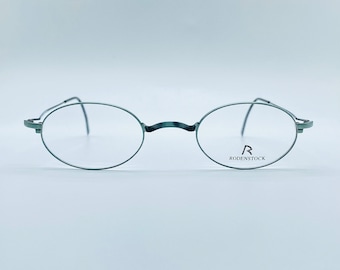 Rodenstock R 4263 C, Vintage jaren '90 lichtgewicht groene en zwarte kleine ovale brillen dames & heren frames Nieuwe oude voorraad gemaakt in Duitsland