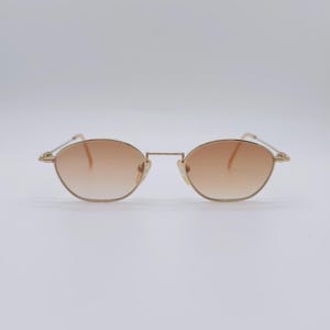 Lunettes de soleil hexagonales dorées vintage des années 90 : verres dégradés marron, Organix NOS