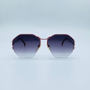 Silhouette M 6056 730 80s Vintage oversized hexagon red and gold half rim unique sunglasses women & men frames NOS