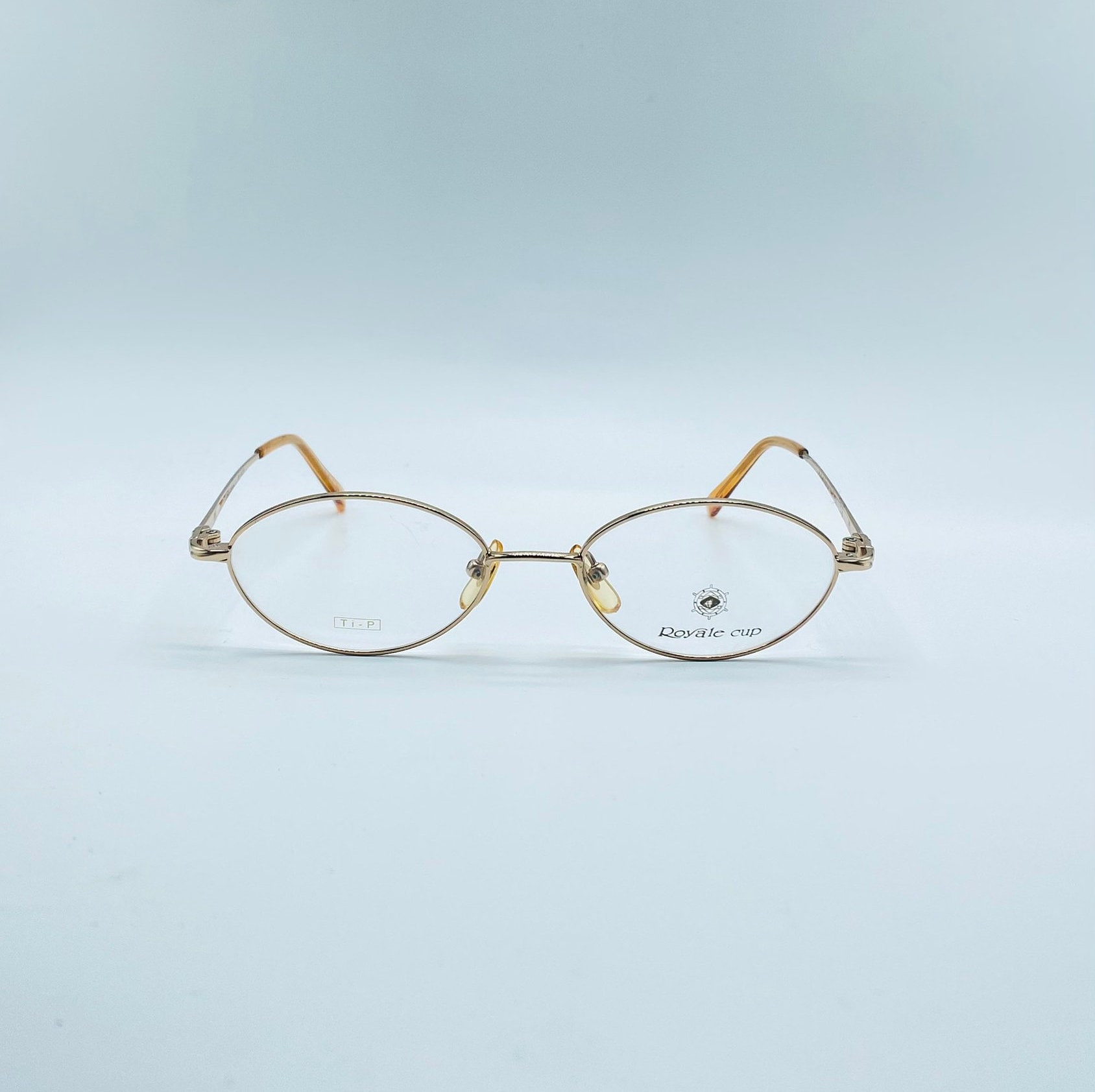 Royale Cup RP 4019  90s  Vintage Titanium-P Slim Gold Oval Unique Eyeglasses  Womens & Mens Frame NOS Made İn Japan