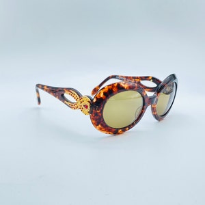 Galitzine G13 90s Vintage Rhinestone Tortoise Oval Sunglasses NOS Womens Frame Made İn İtaly
