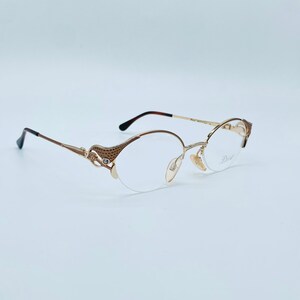 Diva 5083 78 , 90s Vintage Victorian Rhinestones Half Rim Oval Cat Eye Glasses women frames New old stock  made in italy