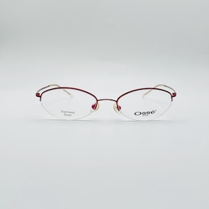 Vintage Osse Red Titanium Cateye Eyeglasses - 90s Half Rim Frames