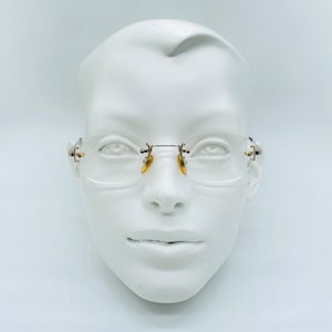 Viva Mod ES-03 / 90s / Vintage Gold Oval Sechseck Randlos Brille / Damen & Herren / Made İn İtaly / NOS