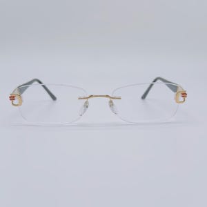 Silhouette 6705 20 6051 90s vintage gold and red cat eye rimless eyewear women & men frames NOS
