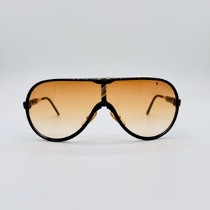 Vintage Maserati Sunglasses: 80s Black & Gold Shield Frames, NOS