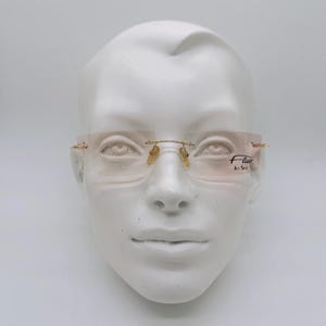 Flair Mod Jet Set 688 , 90s , vintage gold , rimless square unique eyeglasses , men & women frames , NOS